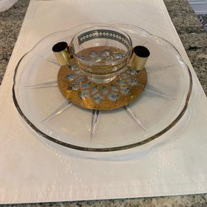 Retro Midcentury 22k Gold SIgned Culver Seville Hors d’oeuvre Serving Plate/Tray